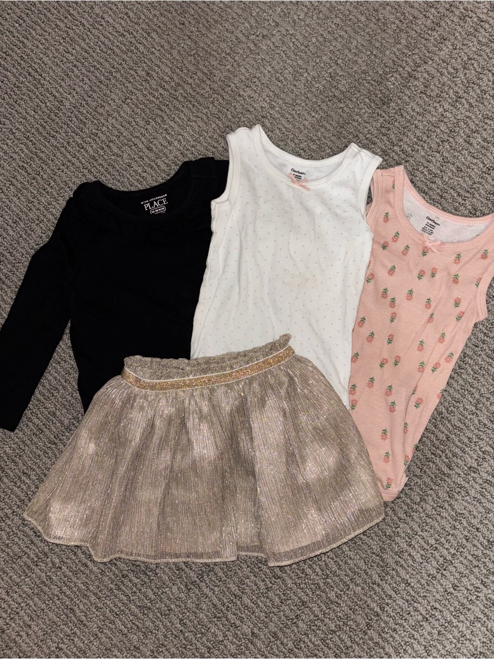 Toddler Girl Basics Bundle, 12-18M – 3 Tops + Skirt